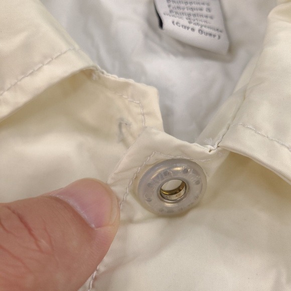 Calvin Klein Jeans Rain Coat Jacket Womens Large White Snap Button‎ Windbreaker - Picture 9 of 16